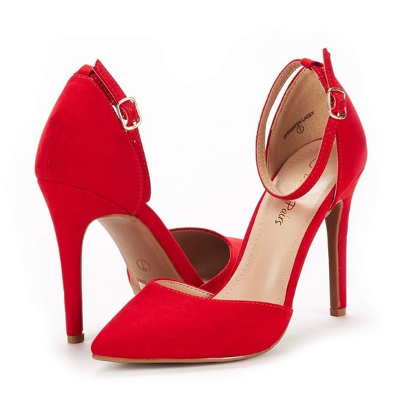 Dream PAIRS Women's Suede Red High heel shoes Pumps 9 NIB - Picture 1 of 16